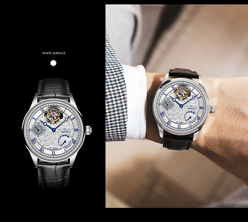HAOFA 12'Clock Power Reserve Display Automatic Tourbillon Watch
