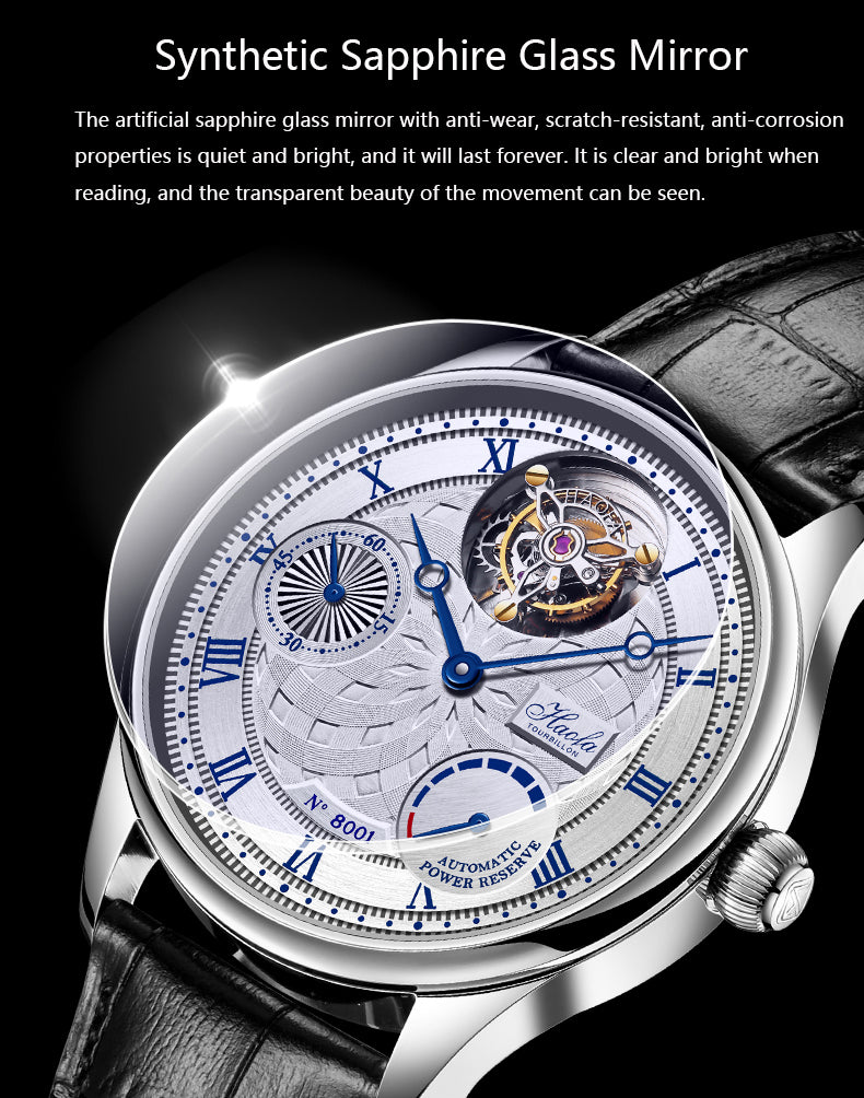 HAOFA 12'Clock Power Reserve Display Automatic Tourbillon Watch