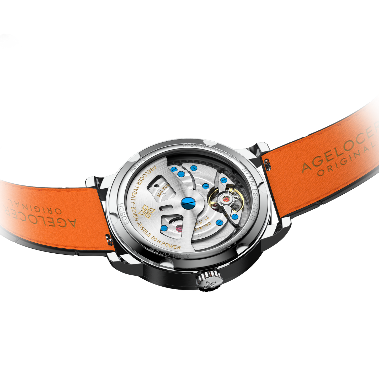 AGELOCER Luxury Automatic Watch for Men Starry Moon Phase Dial Sapphire Mechanical Wristwatch