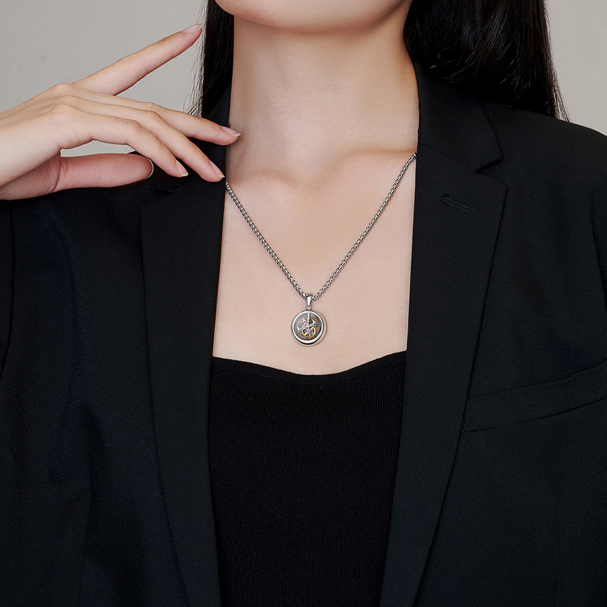 Haofa HFT1001 Titanium Stainless Steel Tourbillon Necklace