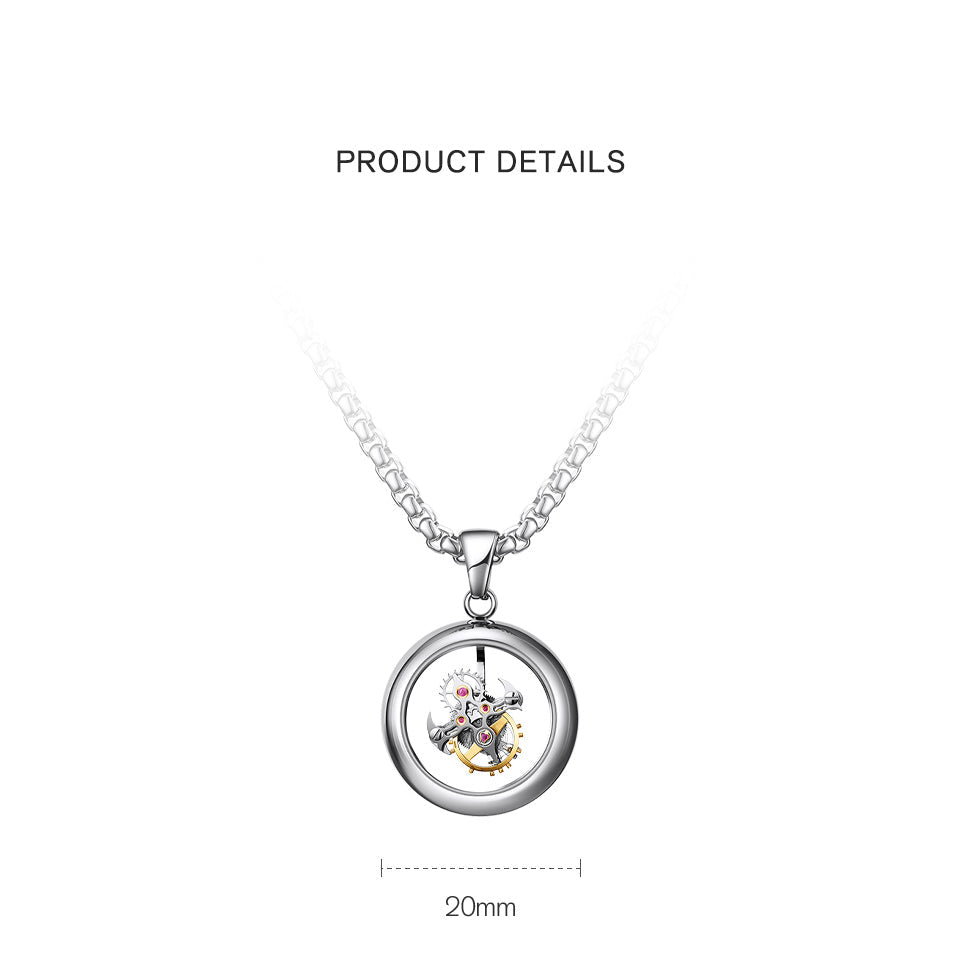Haofa HFT1001 Titanium Stainless Steel Tourbillon Necklace