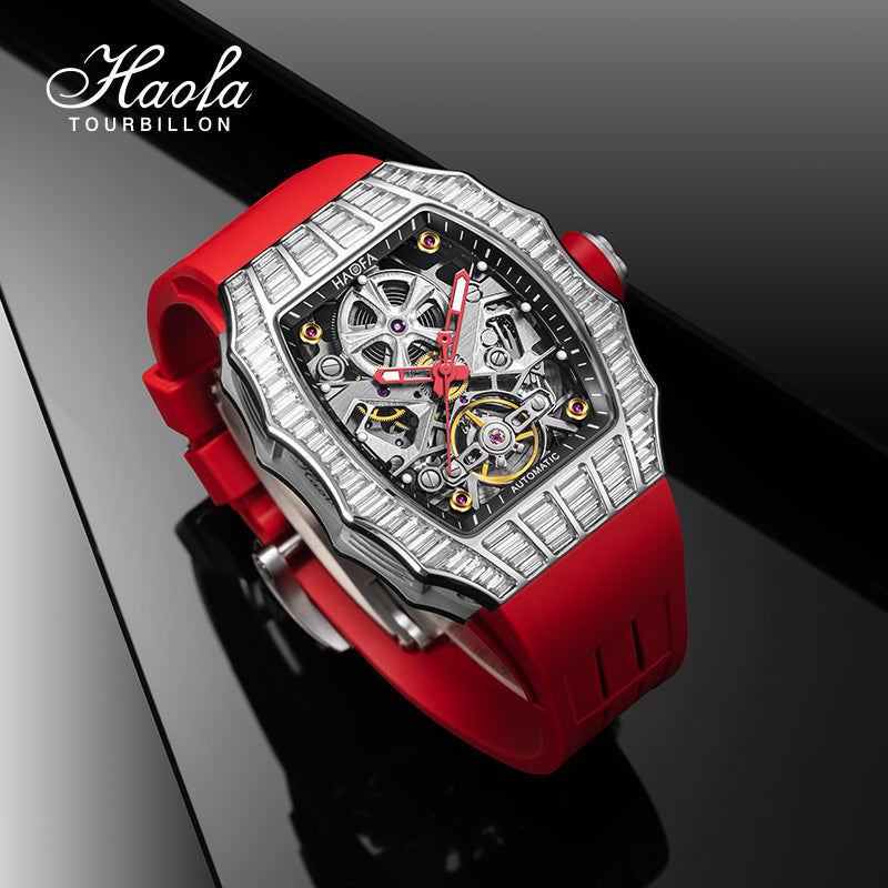 HAOFA Trapezoidal Black White Crystal Automatic Watch 1983