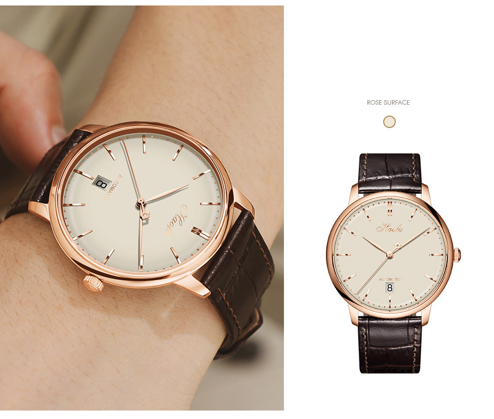 Haofa Ultra-thin Automatic Mechanical Watch for Men Calendar Waterproof Sapphire Watches 1606