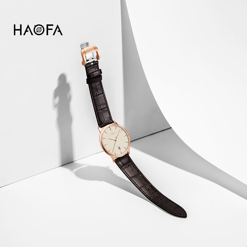 Haofa Transparent Haofa Ultra-thin Automatic Mechanical Watch for Men Calendar Waterproo ...