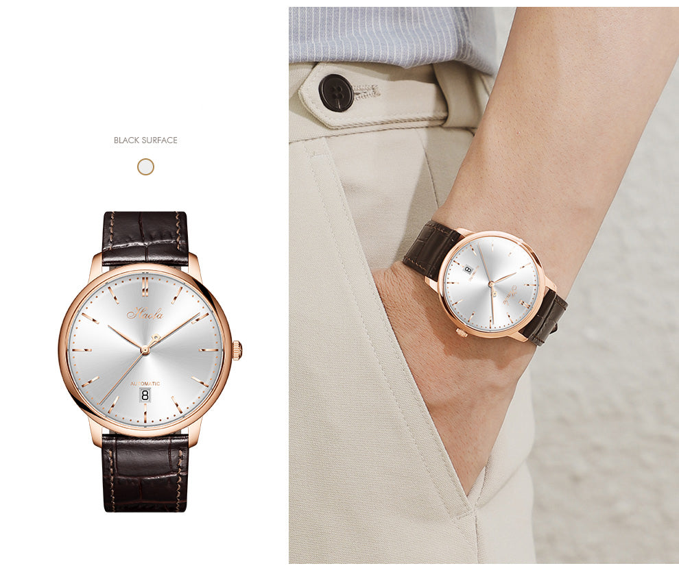 Haofa Ultra-thin Automatic Mechanical Watch for Men Calendar Waterproof Sapphire Watches 1606