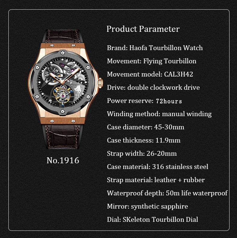 Haofa 1916 Double Barrel Tourbillon Watch