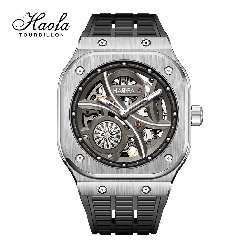 Haofa Square Automatic Mechanical Watches for Men Skeleton Luminous Sapphire 1962