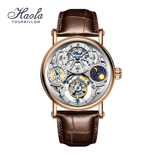 Haofa 1601 Skeleton GMT CNC Engraving Tourbillon 28800
