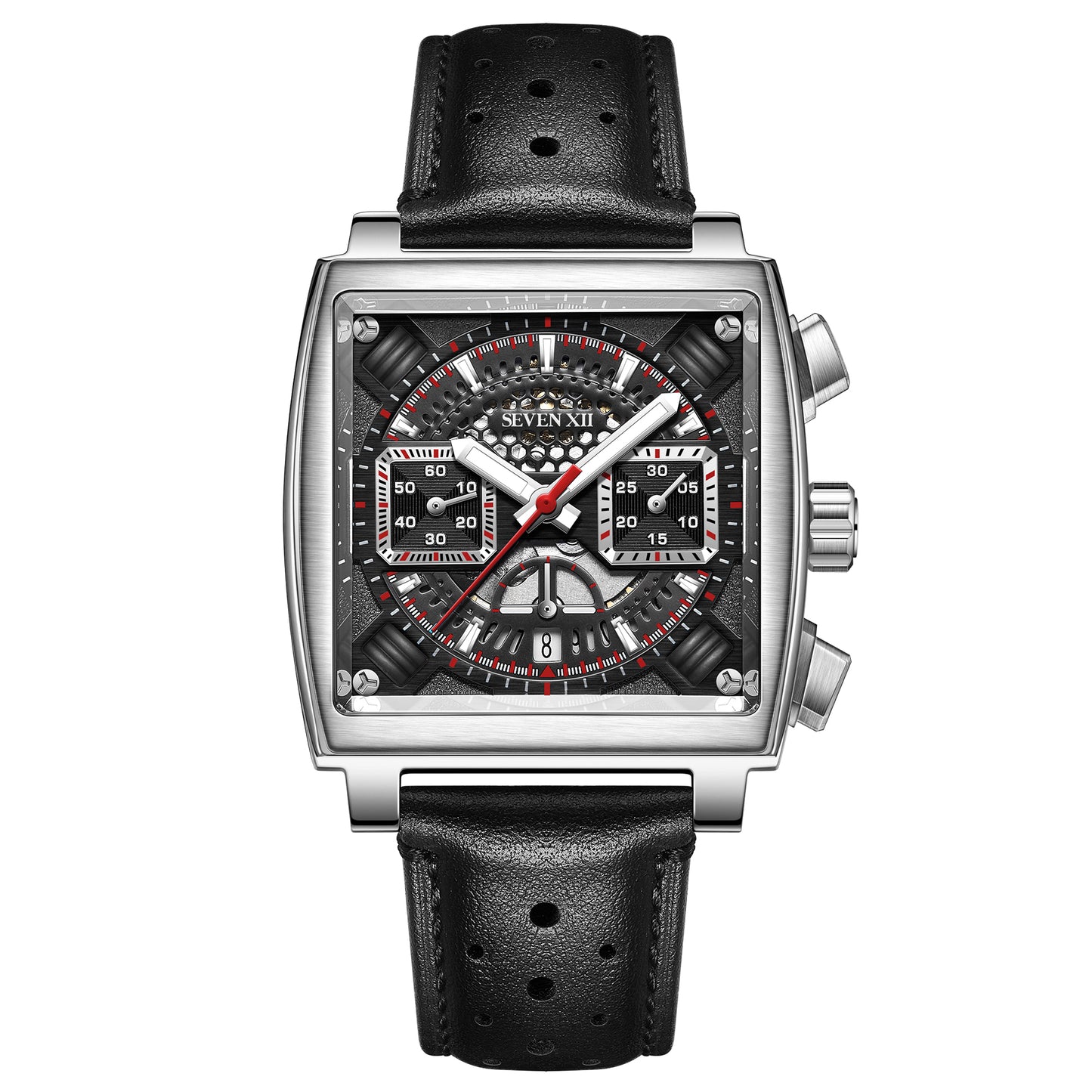 SEVEN Square Chronograph Watch for Men Sapphire Crystal Waterproof Automatic Wristwatch