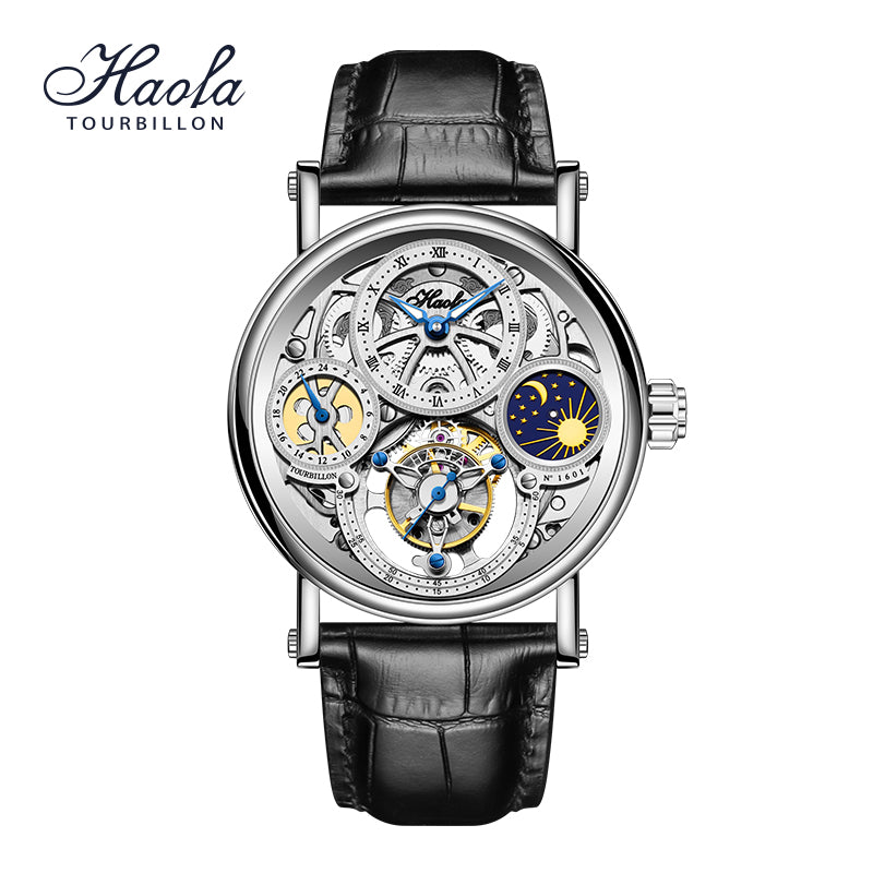 Haofa 1601 Skeleton GMT CNC Engraving Tourbillon 28800