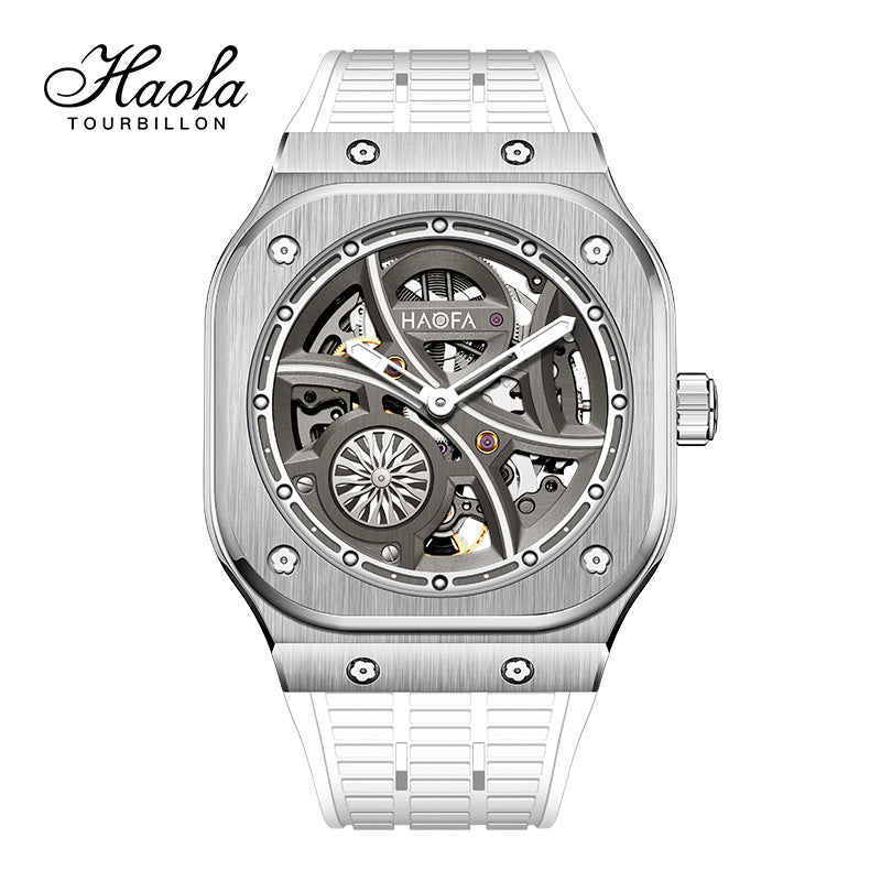 Haofa Square Automatic Mechanical Watches for Men Skeleton Luminous Sapphire 1962