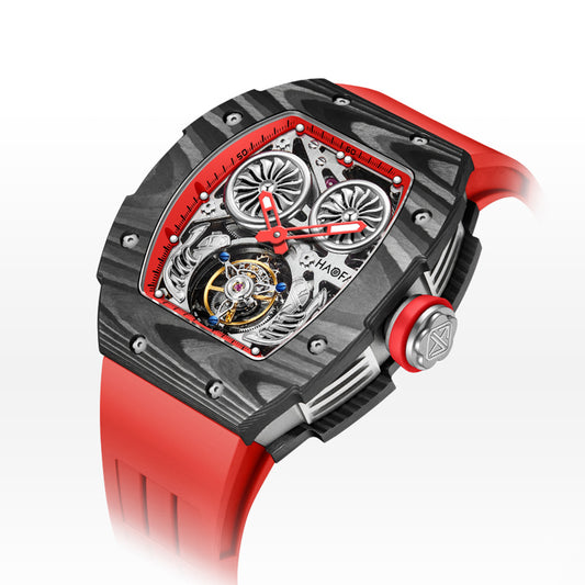 HAOFA Automatic Tourbillon Double Barrels Movement 72 Hours Power NTPT(carbon fiber）bezel  Titanium Magnesium Case 1922