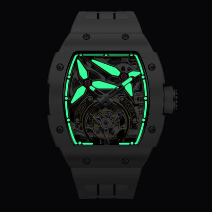 HAOFA Ceramics Bezel Automatic Tourbillon 1901-2 Double Spring Watch