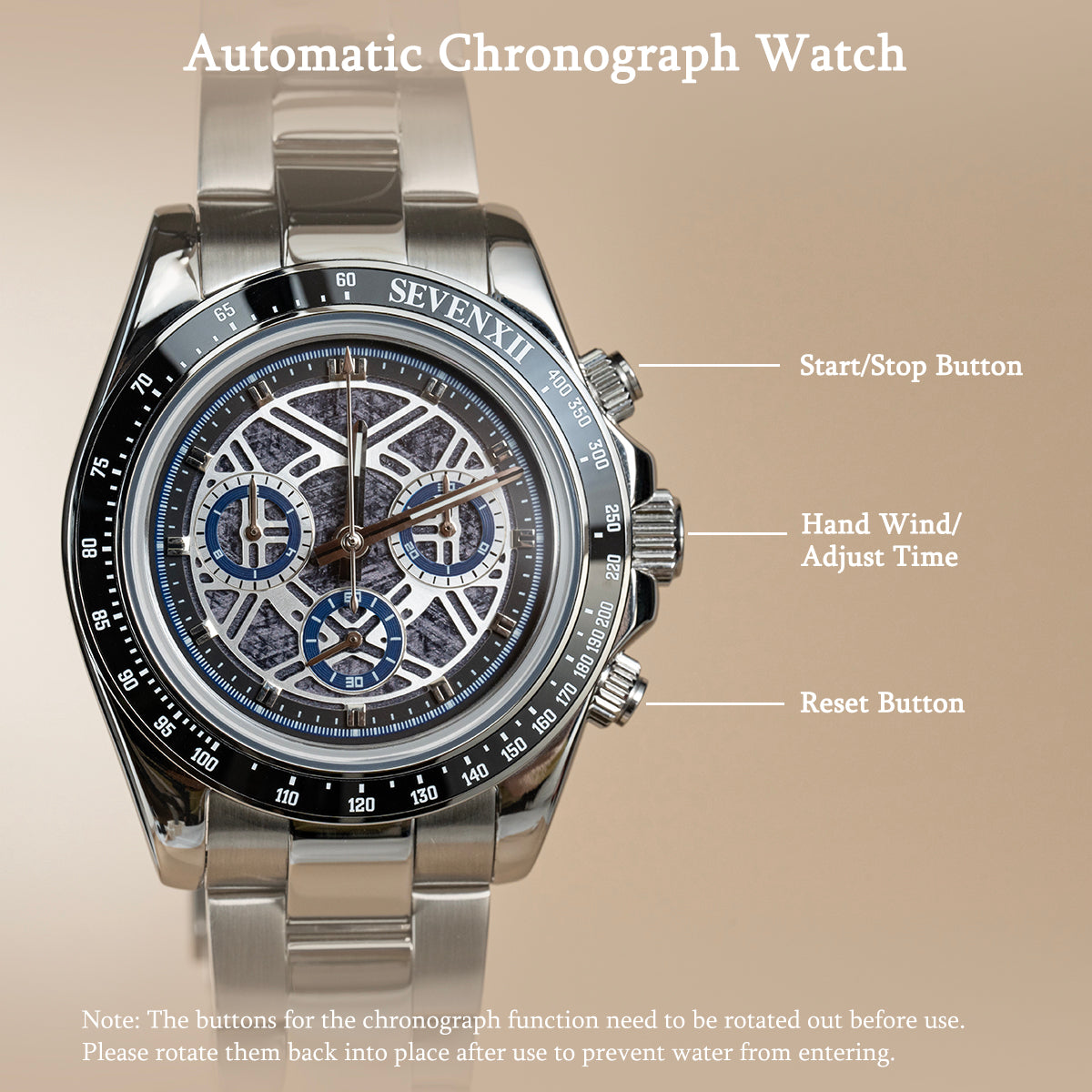 SEVENXII Day tona Chronograph Sapphire Automatic Chronograph Mechanical Watch for Men Waterproof Casual