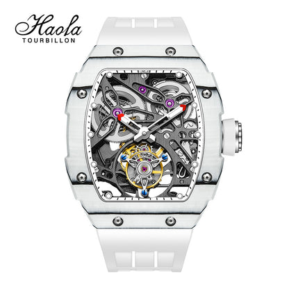 HAOFA Carbon Fiber Automatic Tourbillon Watch for Men Double Spring 1901-1 Skeleton