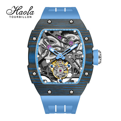 HAOFA Carbon Fiber Automatic Tourbillon Watch for Men Double Spring 1901-1 Skeleton