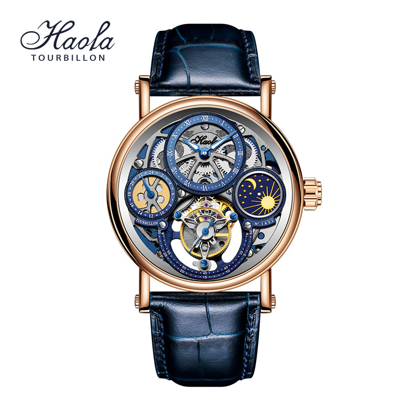 Haofa 1601 Skeleton GMT CNC Engraving Tourbillon 28800