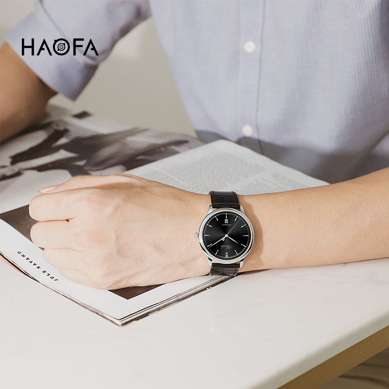 Haofa Ultra-thin Automatic Mechanical Watch for Men Calendar Waterproof Sapphire Watches 1606