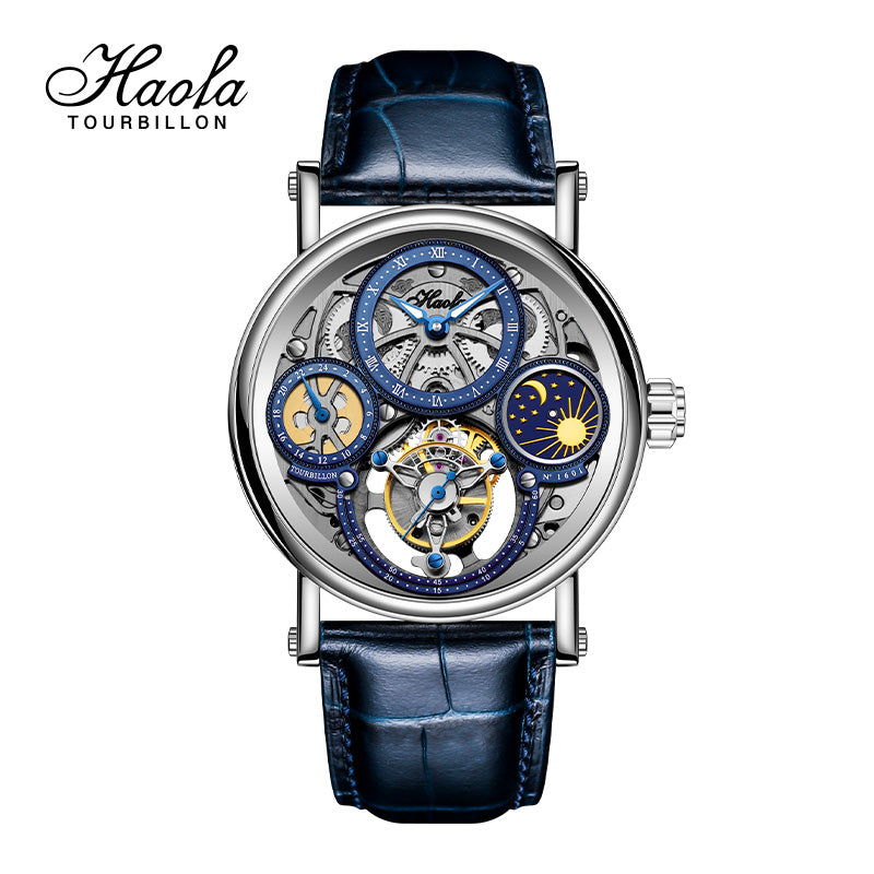 Haofa 1601 Skeleton GMT CNC Engraving Tourbillon 28800