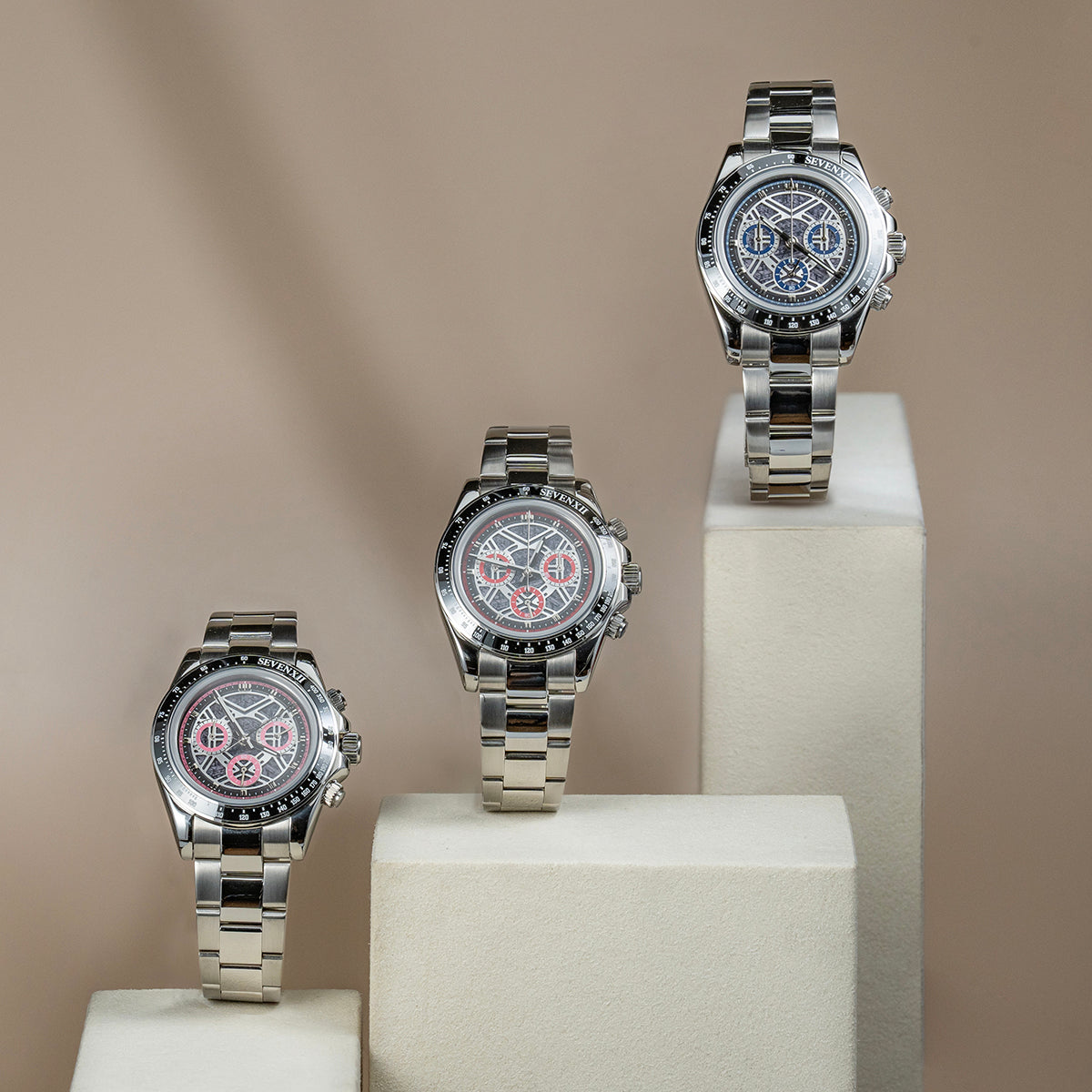 SEVENXII Day tona Chronograph Sapphire Automatic Chronograph Mechanical Watch for Men Waterproof Casual