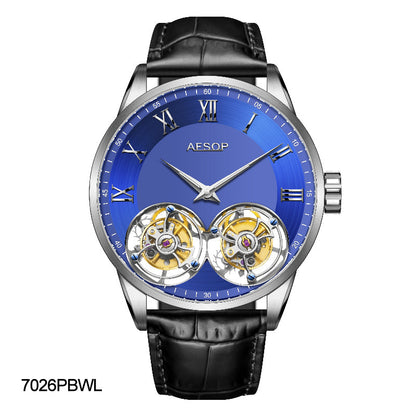 Double Tourbillon Sapphire 316l Stainless Steel Watch 7026 Aesop