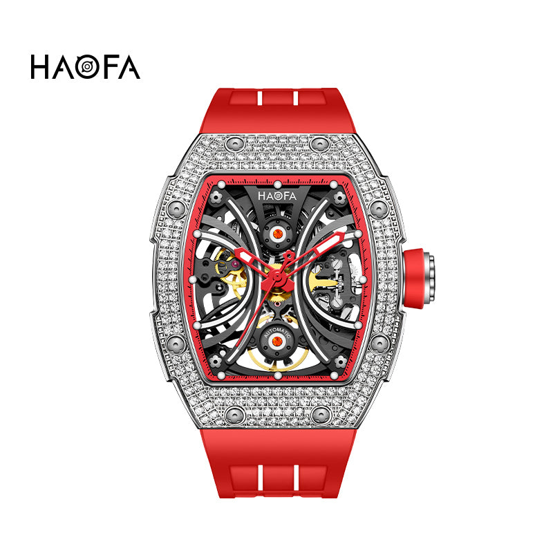 Haofa 1909S Men‘s Automatic Winding Watches Full Diamond Stainless Steel Case