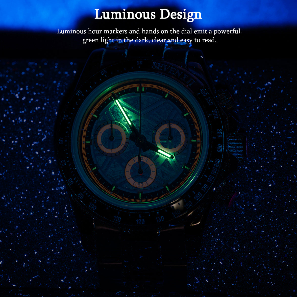 SEVENXII Day tona Chronograph Sapphire Automatic Chronograph Mechanical Watch for Men Waterproof Casual