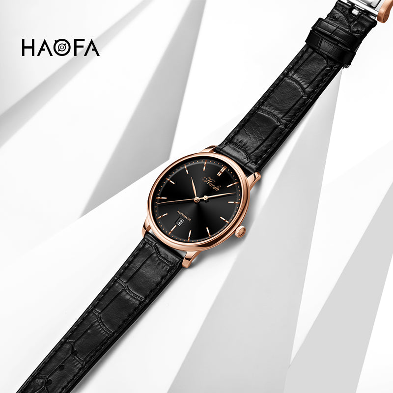 Haofa Ultra-thin Automatic Mechanical Watch for Men Calendar Waterproof Sapphire Watches 1606