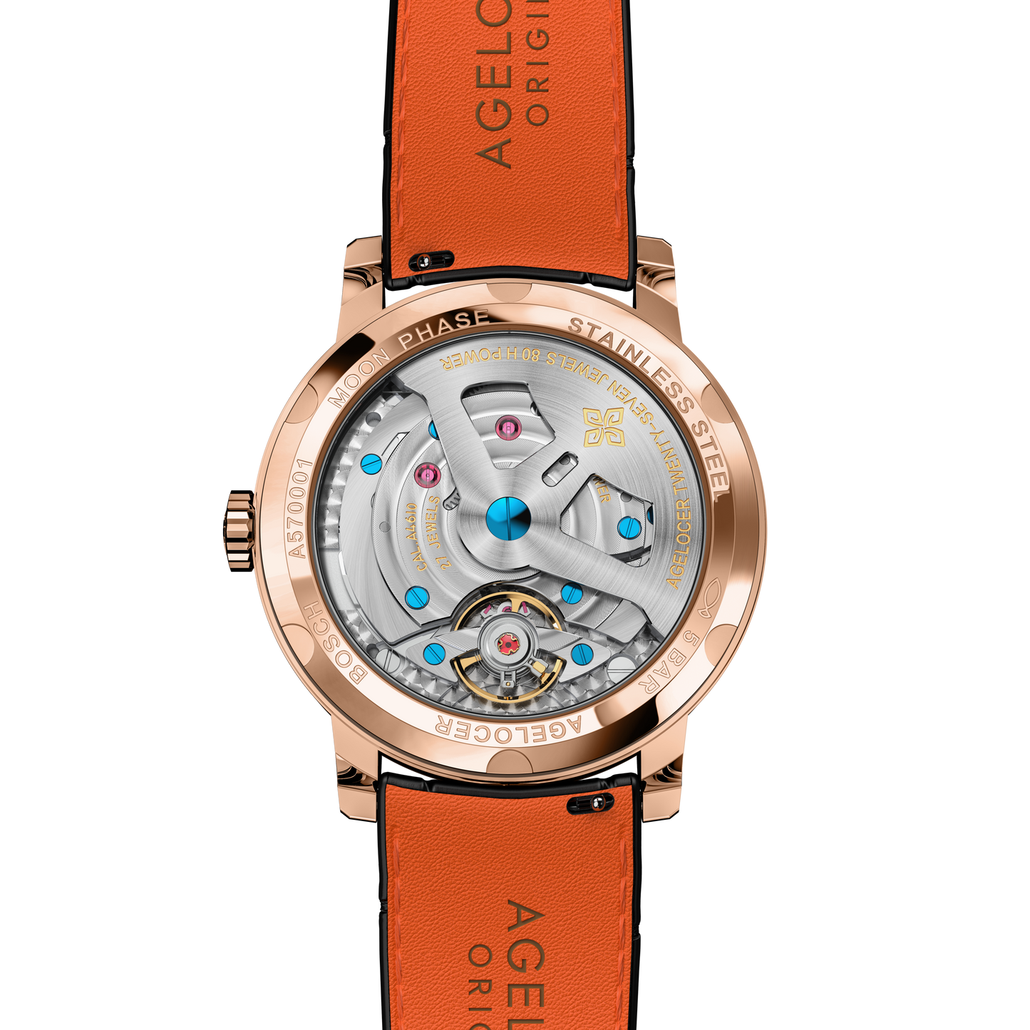 AGELOCER Luxury Automatic Watch for Men Starry Moon Phase Dial Sapphire Mechanical Wristwatch