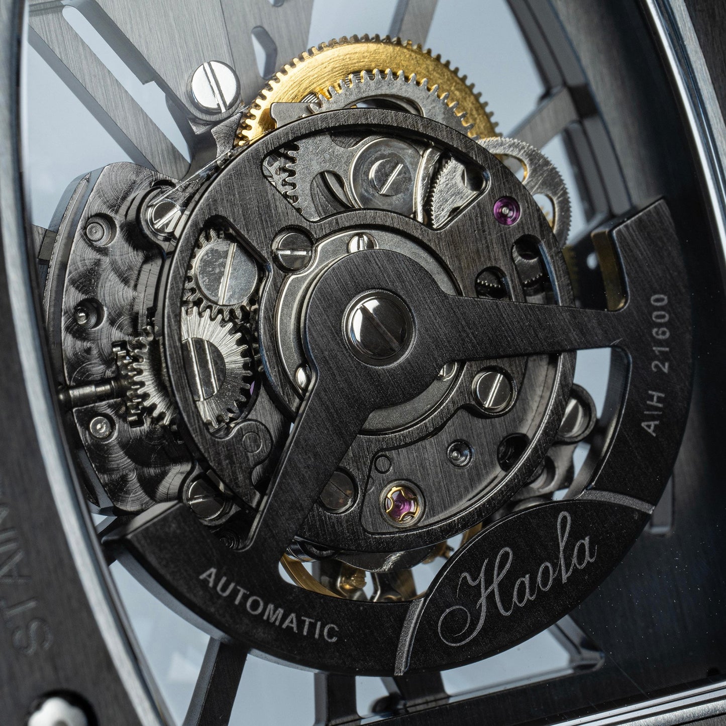 Haofa 1976 Carbon Fiber Bezel Skeleton Movement Watches for Men Luminous Automatic Mechanical Wristwatch