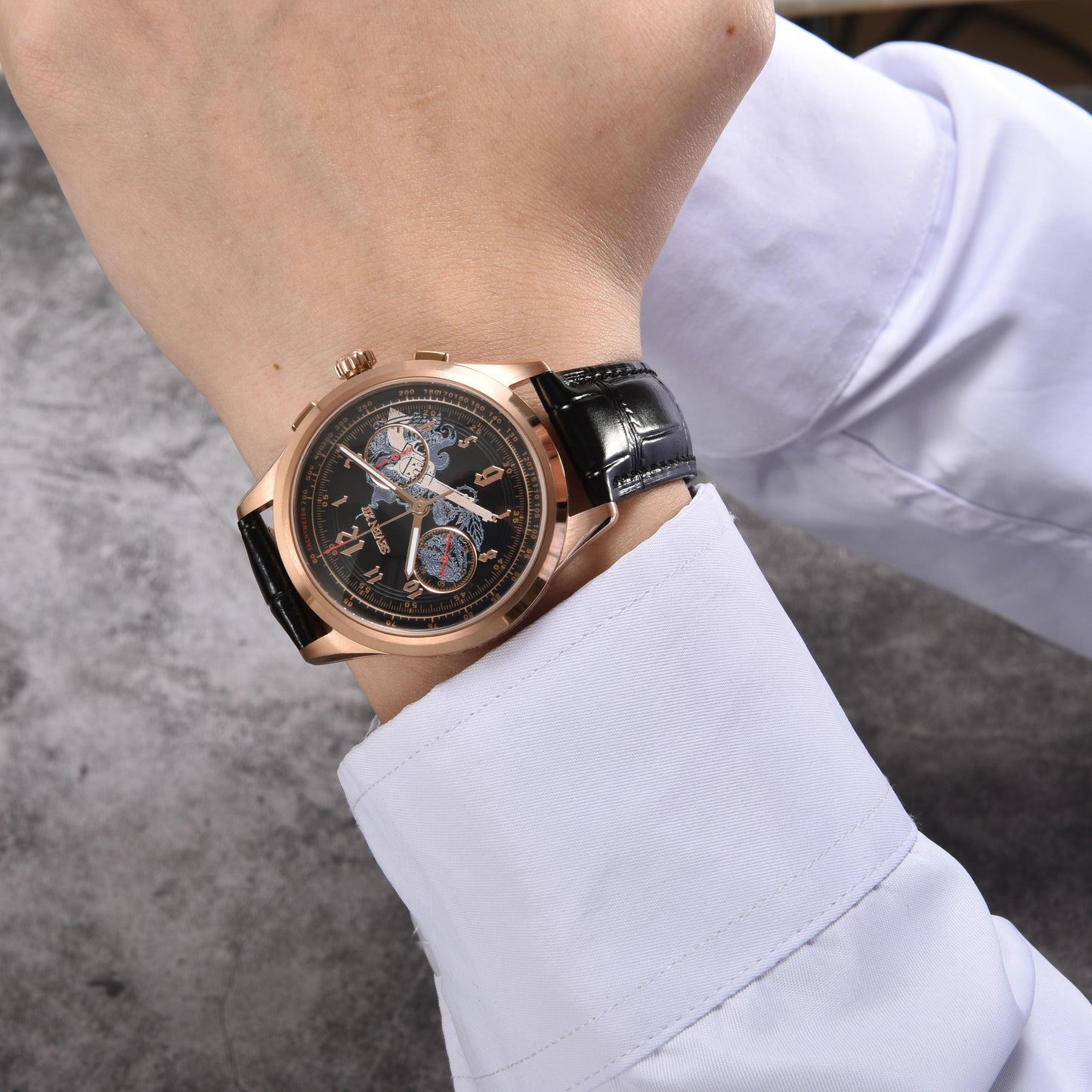 SEVEN XII Retro Chronograph ST1901 Movement Hand Winding Men Wristwatch Sapphire Crystal Waterproof S002