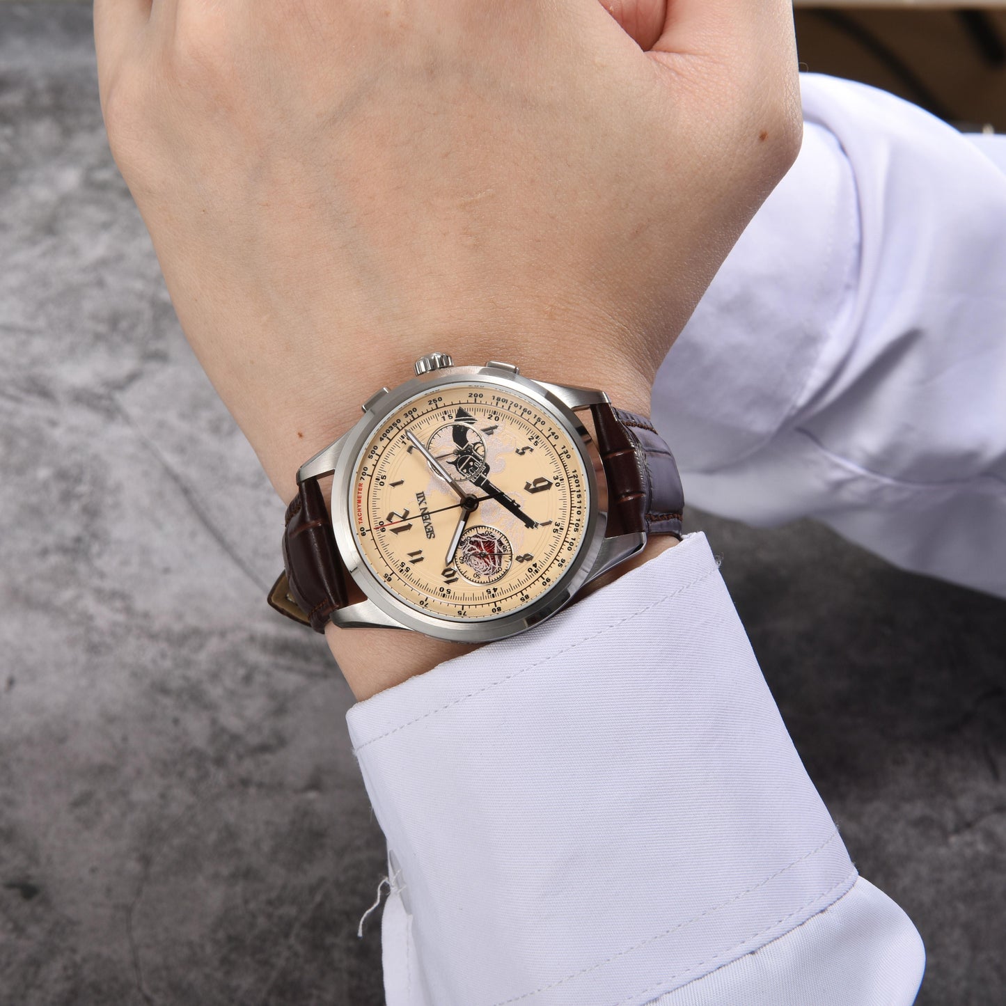 SEVEN XII Retro Chronograph ST1901 Movement Hand Winding Men Wristwatch Sapphire Crystal Waterproof S002