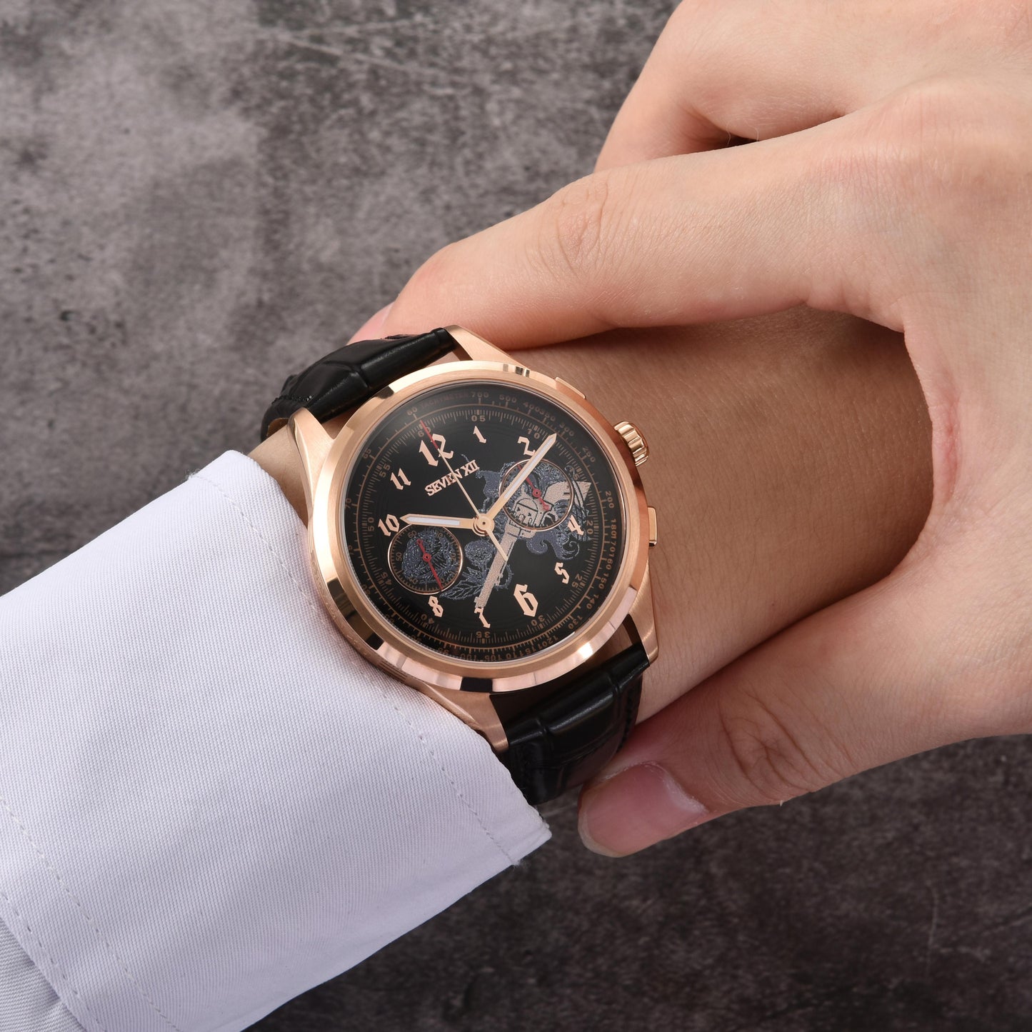 SEVEN XII Retro Chronograph ST1901 Movement Hand Winding Men Wristwatch Sapphire Crystal Waterproof S002