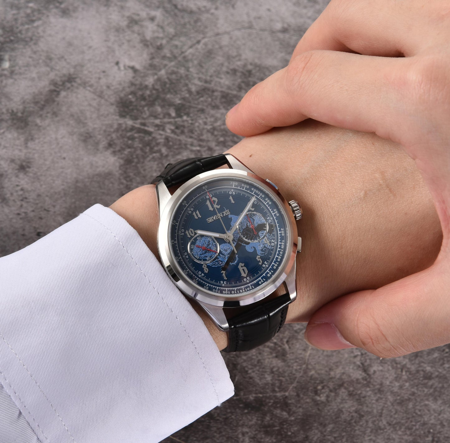 SEVEN XII Retro Chronograph ST1901 Movement Hand Winding Men Wristwatch Sapphire Crystal Waterproof S002