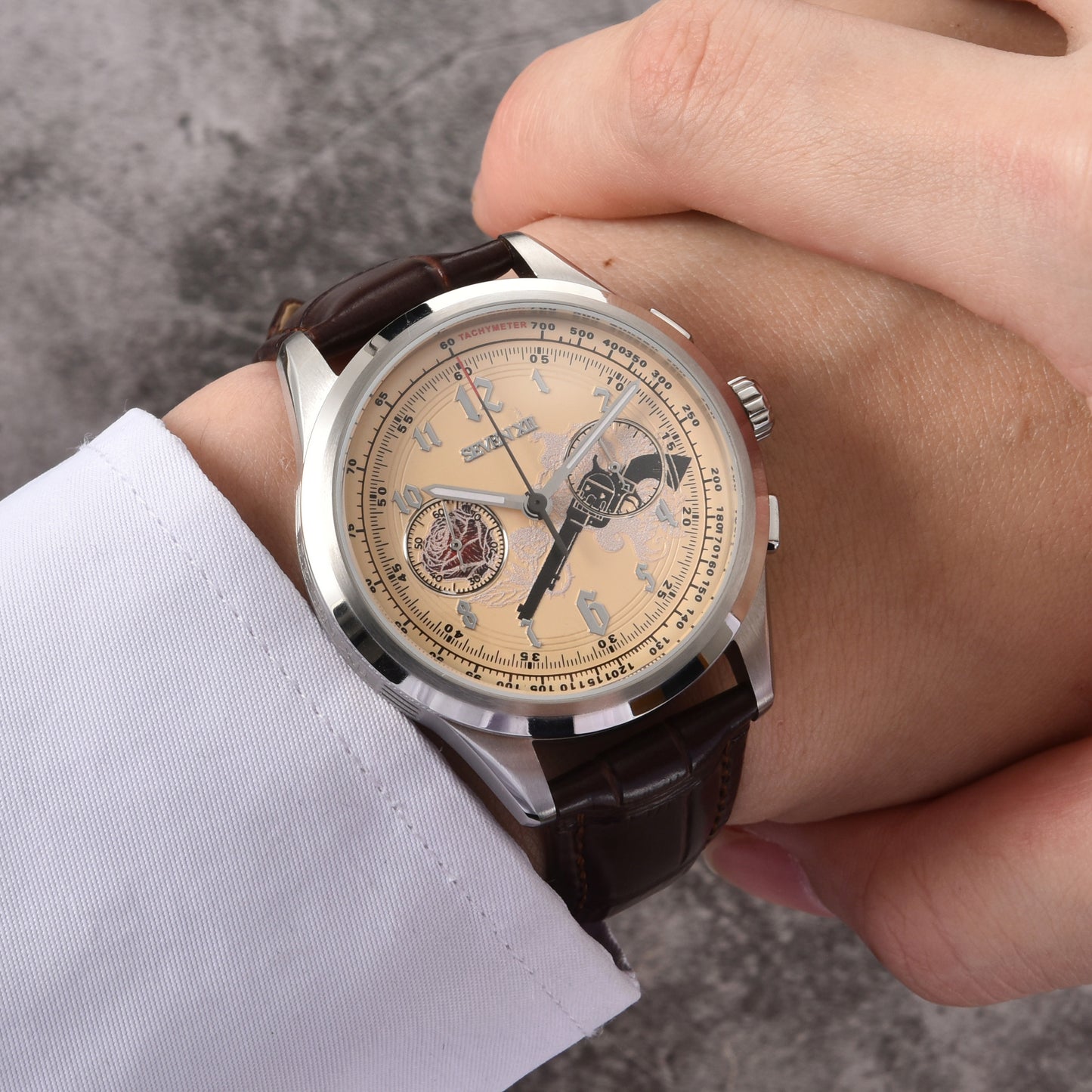 SEVEN XII Retro Chronograph ST1901 Movement Hand Winding Men Wristwatch Sapphire Crystal Waterproof S002