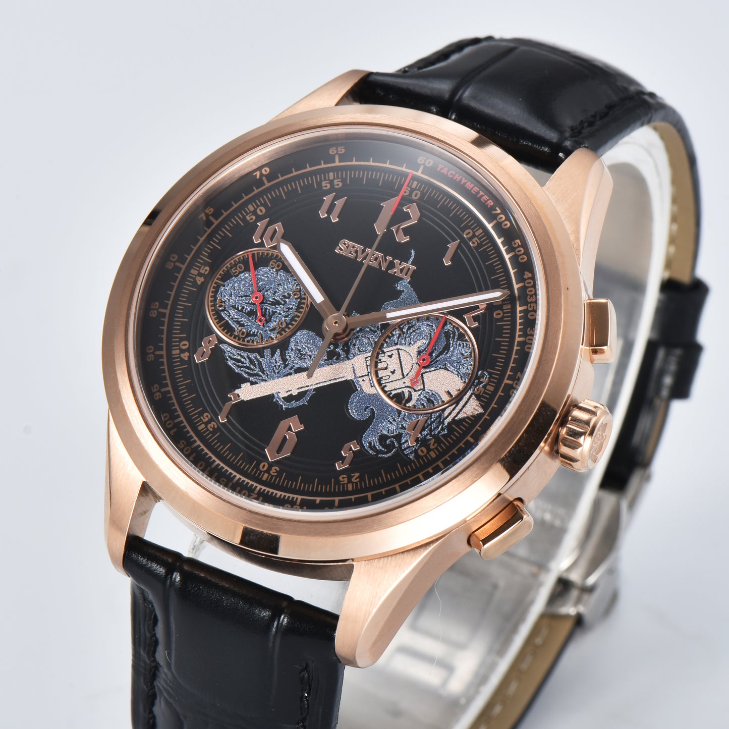 SEVEN XII Retro Chronograph ST1901 Movement Hand Winding Men Wristwatch Sapphire Crystal Waterproof S002