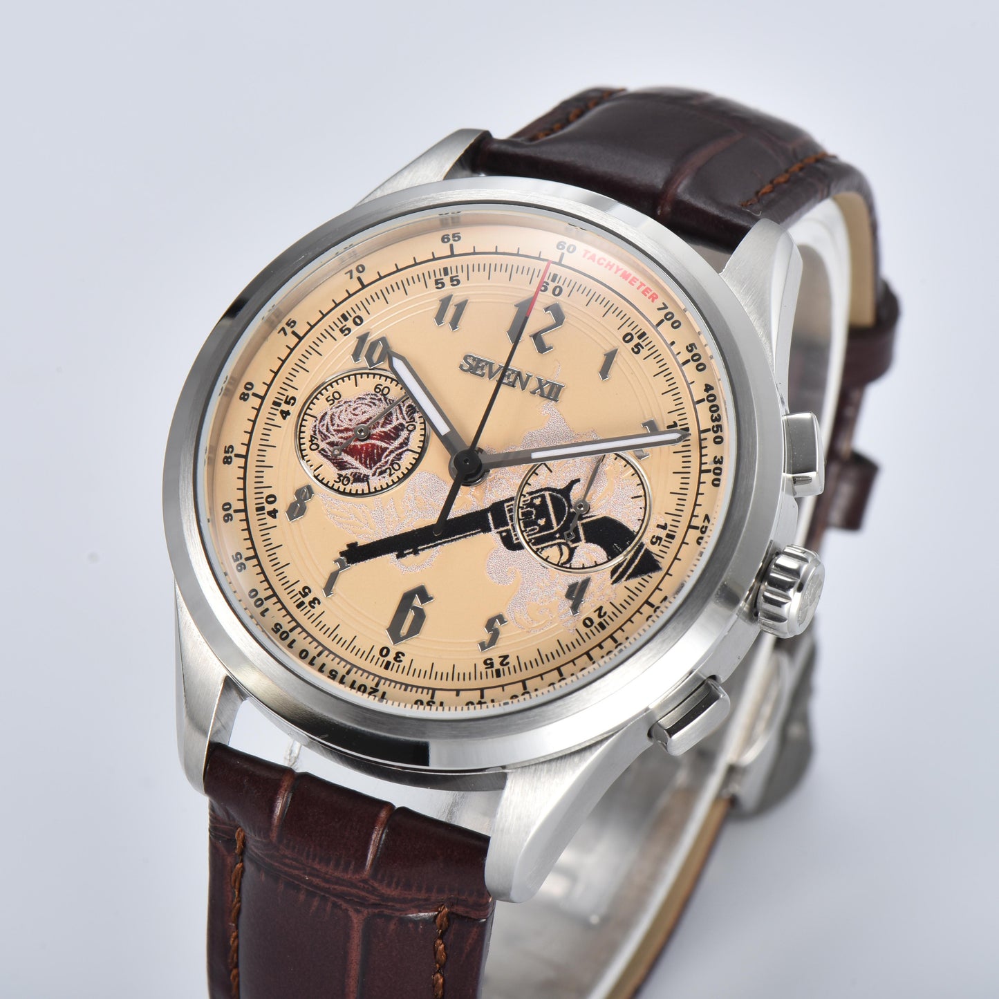 SEVEN XII Retro Chronograph ST1901 Movement Hand Winding Men Wristwatch Sapphire Crystal Waterproof S002