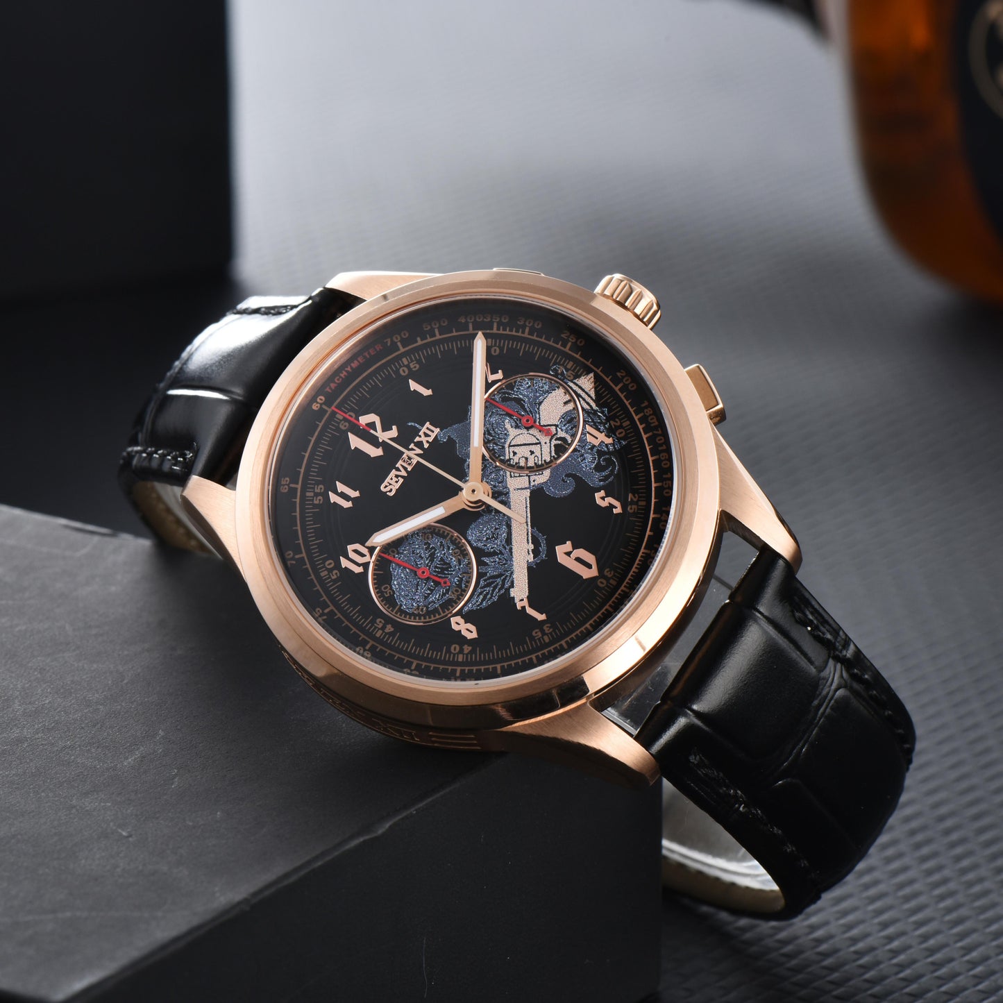 SEVEN XII Retro Chronograph ST1901 Movement Hand Winding Men Wristwatch Sapphire Crystal Waterproof S002