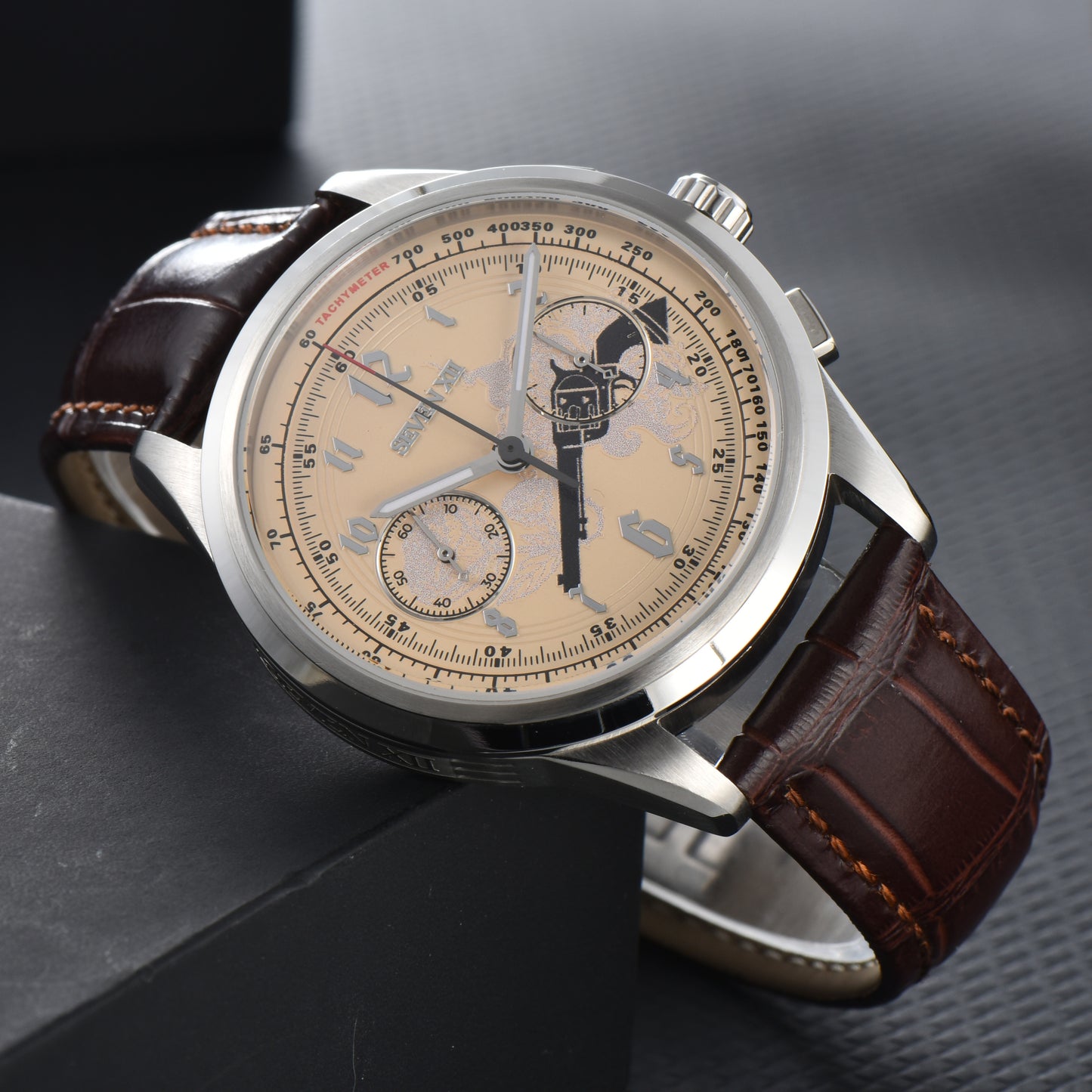 SEVEN XII Retro Chronograph ST1901 Movement Hand Winding Men Wristwatch Sapphire Crystal Waterproof S002