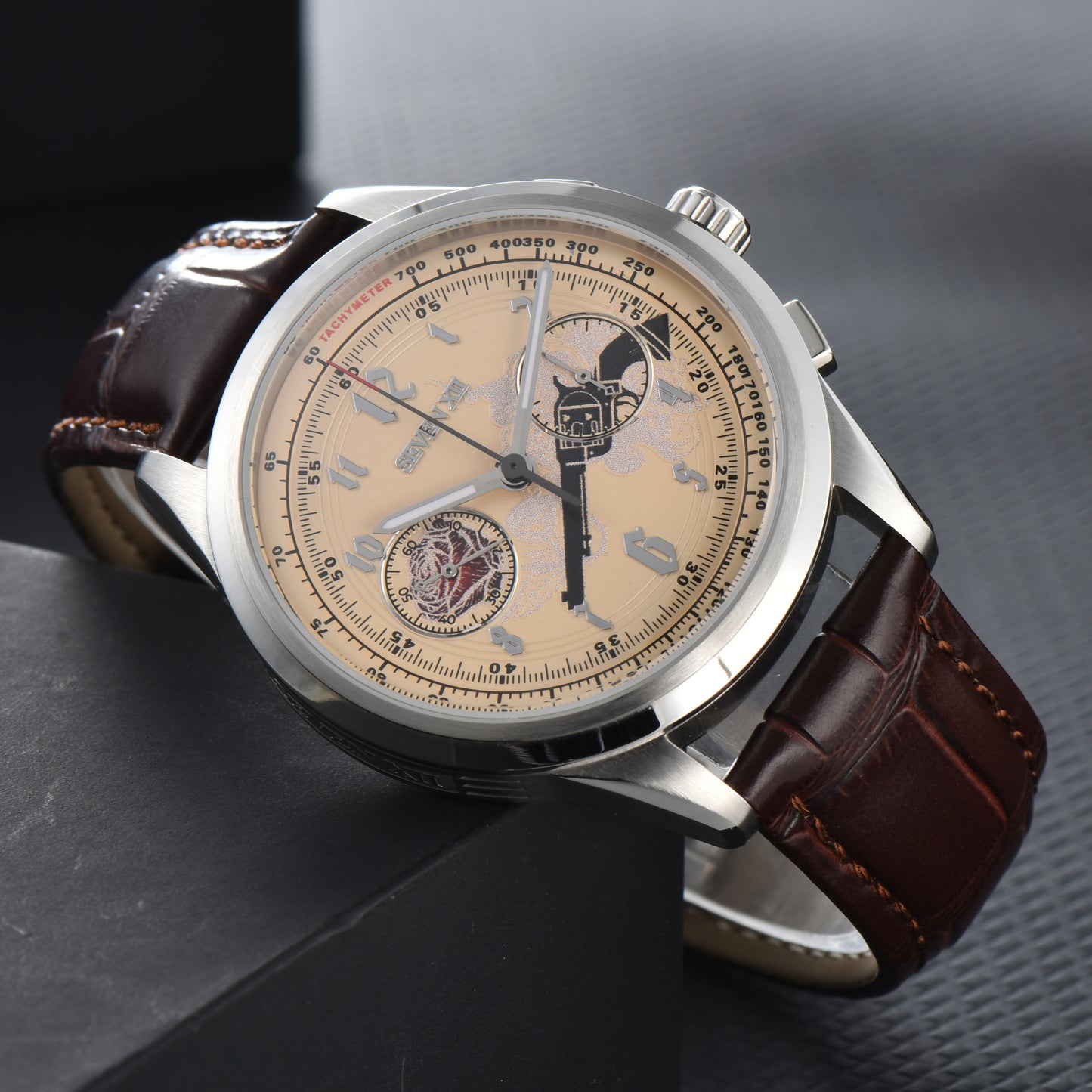 SEVEN XII Retro Chronograph ST1901 Movement Hand Winding Men Wristwatch Sapphire Crystal Waterproof S002