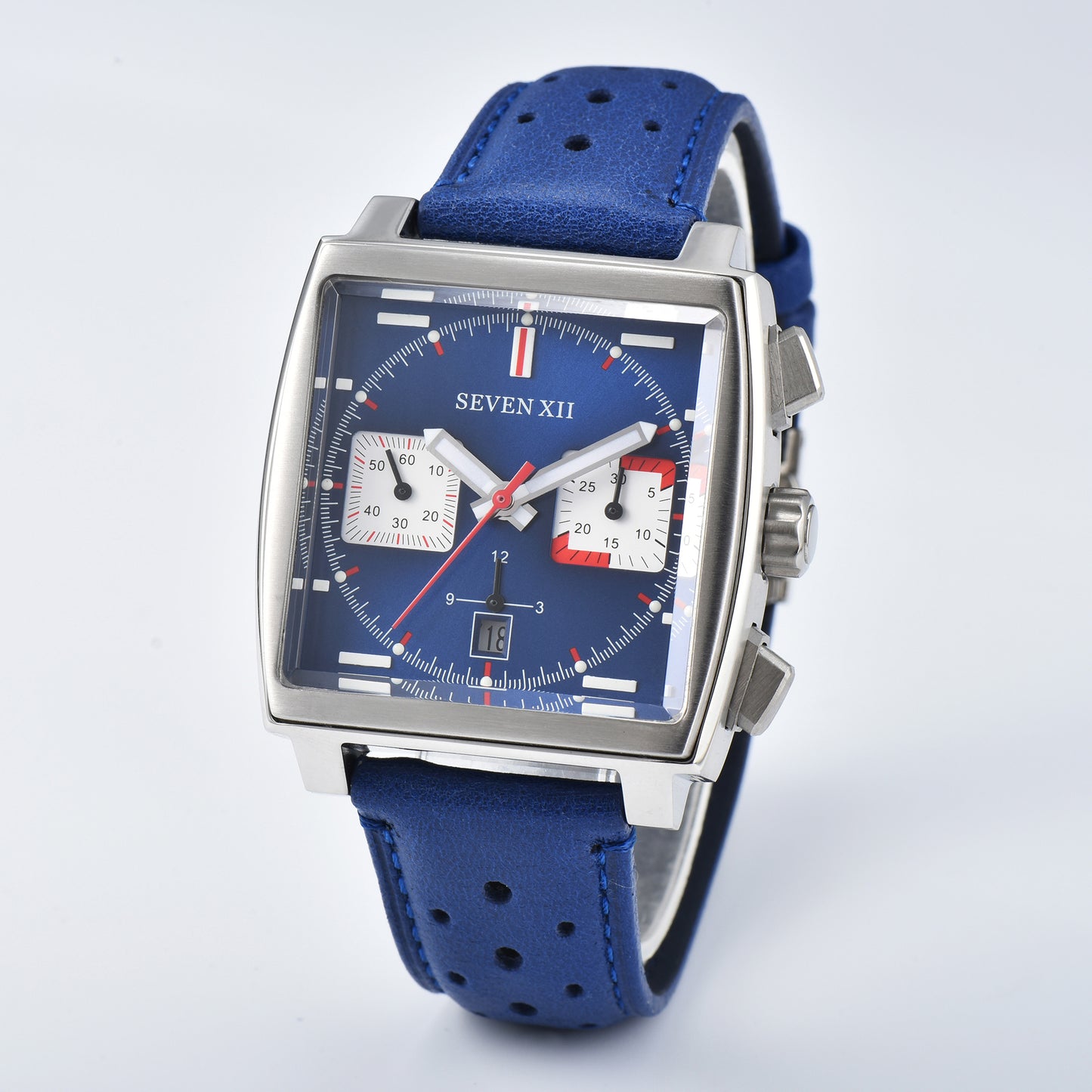 SEVEN Square Chronograph Watch for Men Sapphire Crystal Waterproof Automatic Wristwatch
