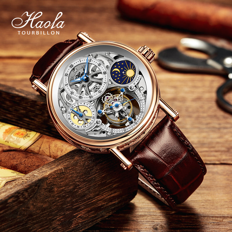 Haofa 1601 Skeleton GMT CNC Engraving Tourbillon 28800