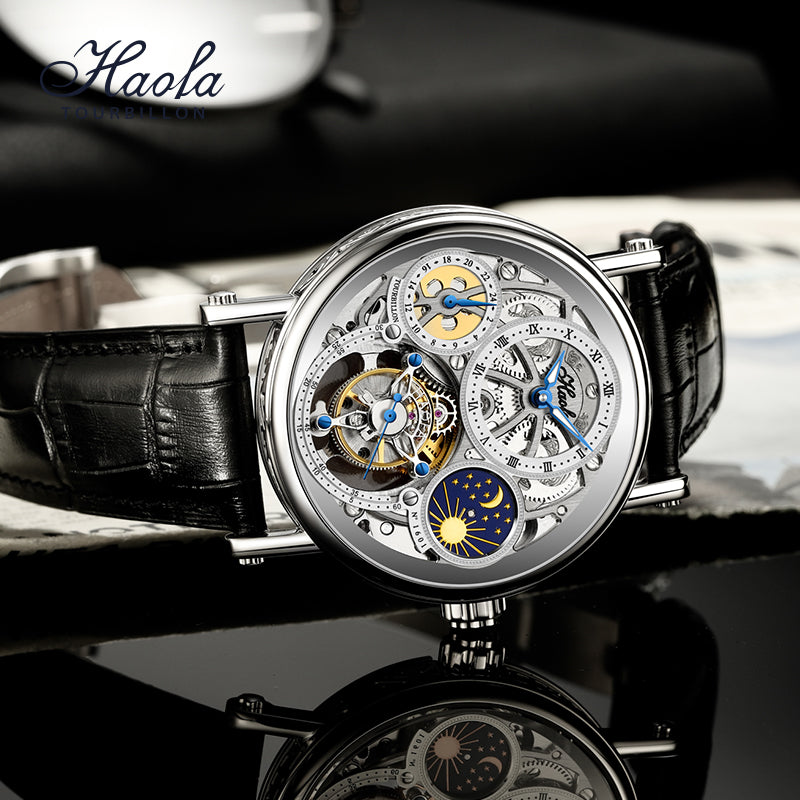 Haofa 1601 Skeleton GMT CNC Engraving Tourbillon 28800