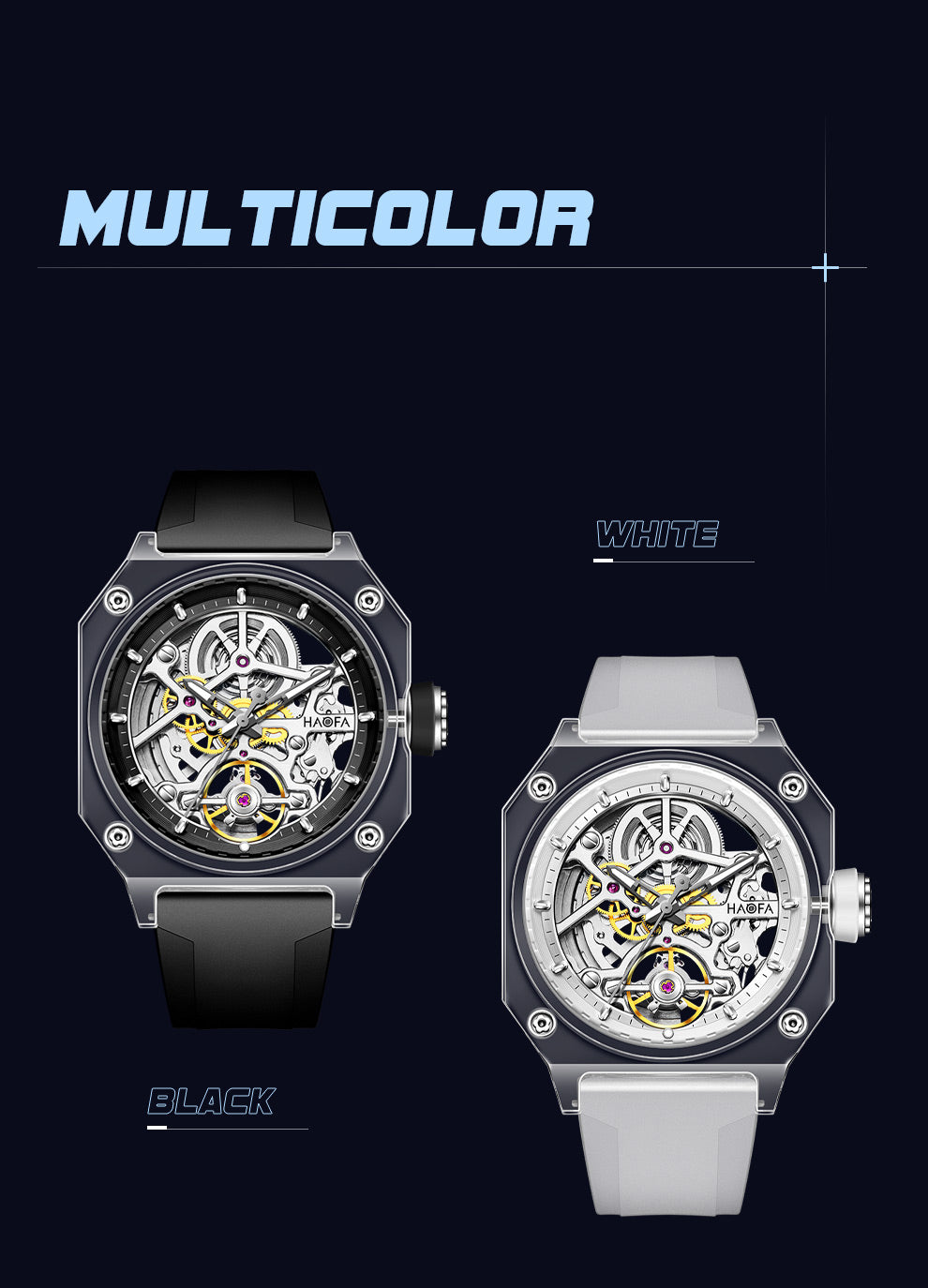 HAOFA Color Crystal Automatic Watch Power 72 Hours 2208