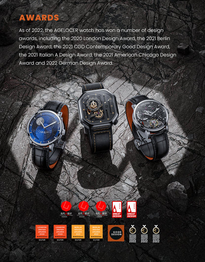 AGELOCER New Design Volcano Automatic Watch Sapphire Glass Power Reserve 80H Mechanical Watches Men's Stainless Steel Waterproof