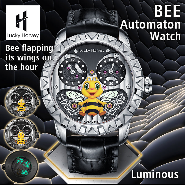 LUCKY HARVEY Bee Automatic Watch Round Shaped Case Luminous