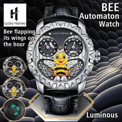 LUCKY HARVEY Bee Automatic Watch Round Shaped Case Luminous