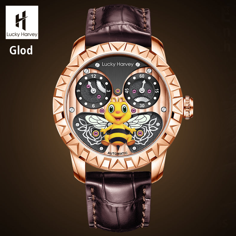 LUCKY HARVEY Bee Automatic Watch Round Shaped Case Luminous