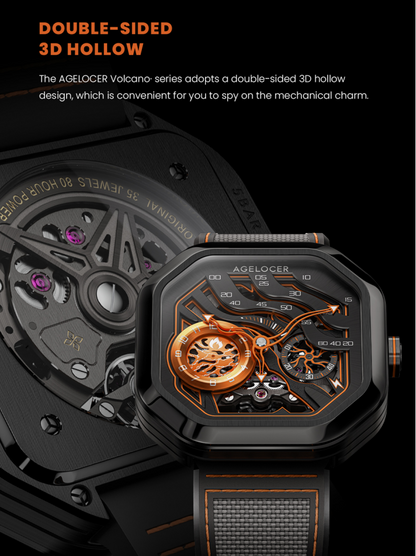 AGELOCER New Design Volcano Automatic Watch Sapphire Glass Power Reserve 80H Mechanical Watches Men's Stainless Steel Waterproof