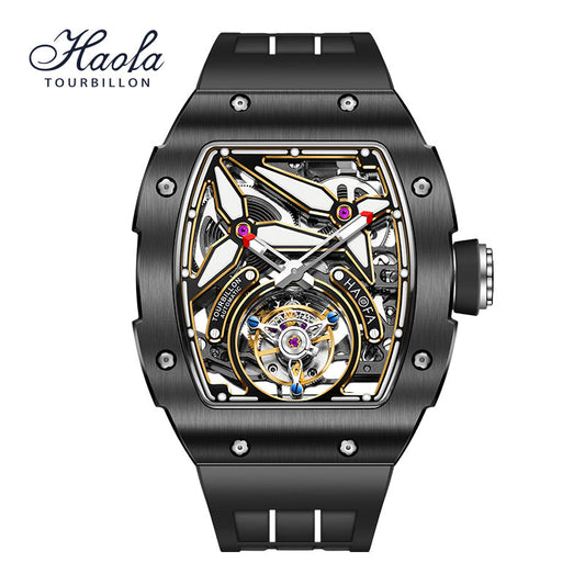 HAOFA Ceramics Bezel Automatic Tourbillon 1901-2 Double Spring Watch
